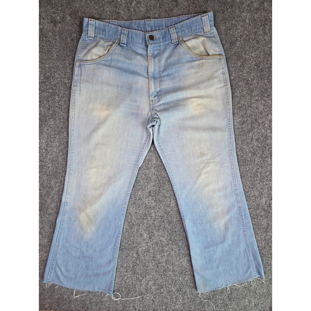 Vintage Levi's 649 Jeans Mens 34x28 Light Blue Denim Raw Hem Straight Leg 70s